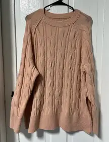 Aerie Pink Unreal Cable Crew Sweater size medium