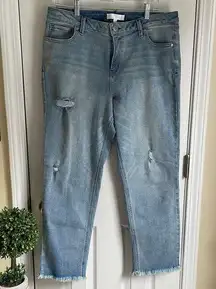 Women's Light Blue Distressed Jeans