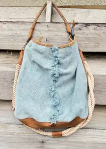 Free People Denim and Tan Shoulder Bag