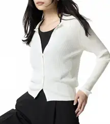 Uniqlo Ribbed Polo Cardigan Off White NWT XXL