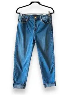 Michael Kors Cuffed Cropped Jeans Women’s Size 10 Stretch Designer Lt Blue Wash