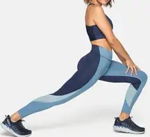 Outdoor Voices TechSweat Zoom Color Block Blue Leggings, Size M
