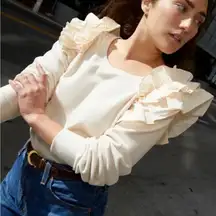 Nation LTD Esther Sweatshirt in White Chocolate Size: XXL