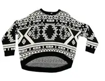 BDG tribal print oversized high low sweater vintage style M