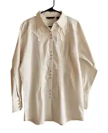 Aura by Wrangle white Western Pearl snap button down shirt Size XL
