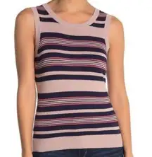 Halogen Variegated Stripe Sweater Tank Top Pink Small