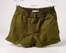 SO Womens High Rise Utility Shorts Olive Green‎ Large Cotton Blend