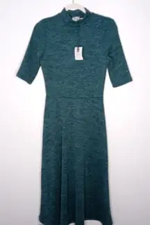 Lisa & Lucy green mock neck ribbed dress