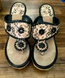 Marbella Jack Roger’s snakeskin summer boho leather suede wedges $145 designer