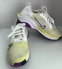 Nike Yellow and White Sneakers with Purple Details
