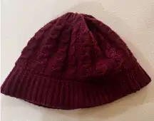 VTG ARIS Cable Knit bucket Hat Burgundy Lined Cottagecore BoHO Ribbed Fisherman