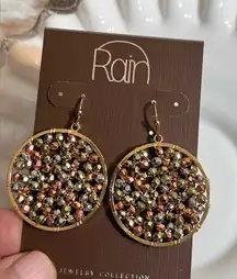 Rain Gold and Brown Beaded Hoop Earrings