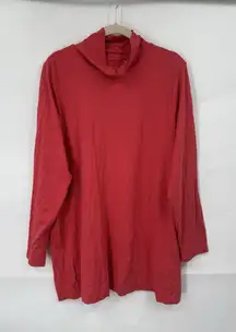 J. Jill Luxe Supima Turtleneck Tunic Women XL Red Long Sleeve Minimalist Mature