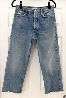Agolde 90s Pinch Straight Cropped Raw Hem Rigid Denim Jeans sz 28
