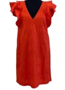 McGuire Eyelet Ruffle Sleeve Coral Dress(Size XS)