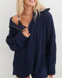 Aerie Cable Car Quarter Zip Sweater