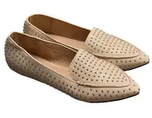 Chase + Chloe Beige Studded Pointed Toe Faux Leather Slip On Flats Size 6