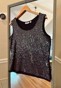 Joan Rivers Dark‎ Purple Sequins Top Size Medium