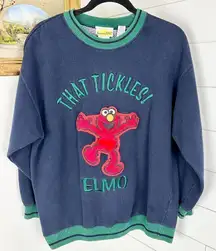 Vintage Sesame Street Tickle Me Elmo 90s Sweatshirt Size XL Crew Embroidered