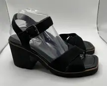NWOB Paul Green Leora Black Leather Block Sandals size UK 6 U.S 8.5