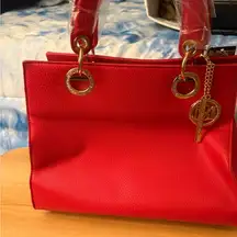 COPY - Red and Gold Structured Tote with Classic Design