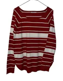 Pink Clover Womens Sweater Red Striped Scoop Neck Long Sleeve Pullover‎ XL