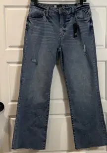 NWT KUT High Rise Kelsey Ankle Flare Women's Distressed Blue Jeans 8