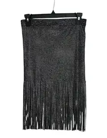 Dries Van Noten Crystal Mesh Fringe Skirt Size 38