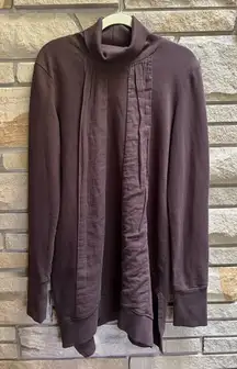 Prairie Underground mock neck cowl sweatshirt dress longline Lagenlook Brown xl