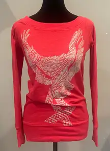 Red Long Sleeve Top with Eagle Graphic Armani exchange xs
