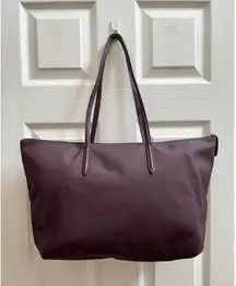 Lacoste Flaw L. 12.12 Concept Zipper Top Closure Tote Red Wine Tasting Piqué