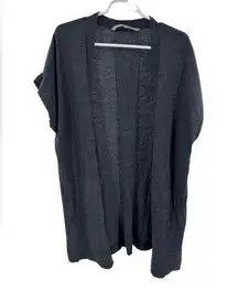 Athleta gray cap sleeve S gray charcoal open front cardigan lounge casual work