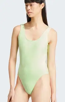 Adidas Women Essentials Swimsuit Deep Back Velour in green color