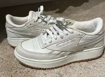Reebok Classic White and Cream Leather Sneakers