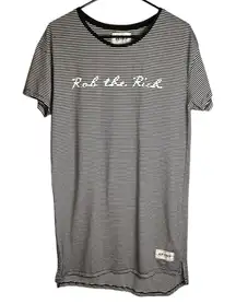 Rob‎ the Rich Collection Spell Out Striped Black and White T-Shirt Dress Small