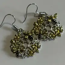 New Gold and Silver Bee Honeycomb Earrings