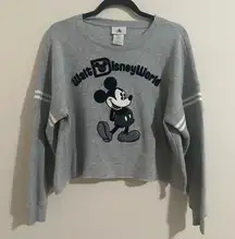 Parks Walt Disney Mickey Mouse Grey Cropped Sweatshirt S