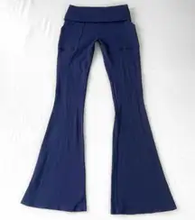 Aerie OFFLINE Navy Blue Ribbed Flare Yoga Pants