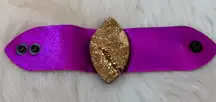 Leather bracelet with gold druzy stone 