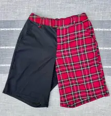 Women's M Half Plaid Black Split Shorts Hot Topic Goth Punk