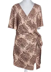 Cupshe Brown Wrap-Style Romper NWT Size Large Cupshe Leaf Print Romper