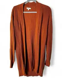 BP  - Women’s Long Line Open‎ Front Rust Colored Cardigan 100% Cotton - Sz. M