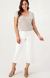 NYDJ Cool Embrace Wide Leg Denim Crop Jeans- Optic White casual classic plus