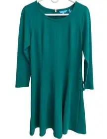 Draper James NWT Long Sleeve Fit & Flare Ponte Dress Size Medium Pine Green