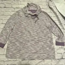 Croft‎ & Barrow Cowl Neck Pullover Knit Top with Pocket Lavender White Size XL