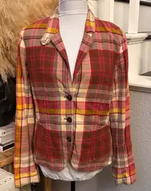 J.Crew Cotton Plaid Blazer with Front Pockets Size 4