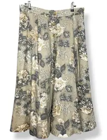 Vintage Evan Picone Skirt Floral ALTERED A-Line Women 90s Neutral Colors Rayon