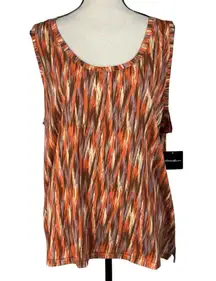 Eddie Bauer 2X-Large Tank Top Scoop Neck Abstract Stretch Sleeveless Slits Multi