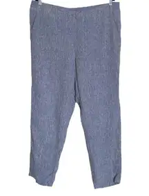 J. Jill Love Linen Straight Leg Flat Front Pants Sz Large Blue
