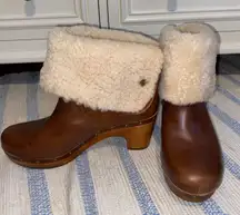 Lynnea Cherry Leather Clog Ankle Boot